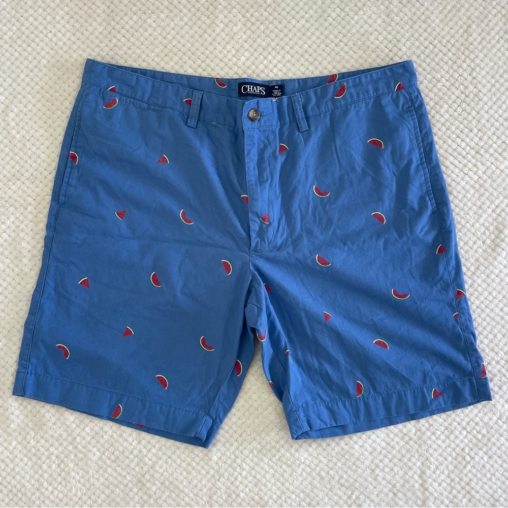 Chaps Blue Shorts with Watermelon Design
